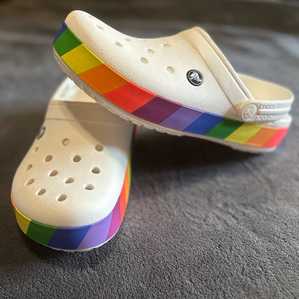 White Rainbow Crocs 2020 Pride